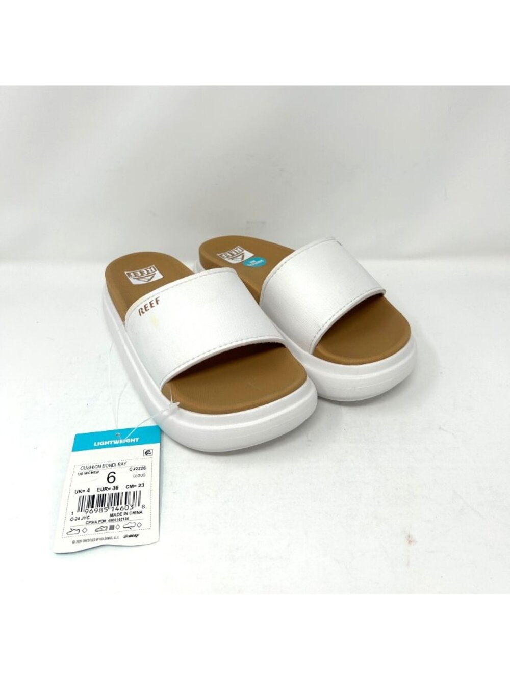 REEF Cushion Bondi Bay Women's White Platform Slide Sandals Size 6 Comfort
